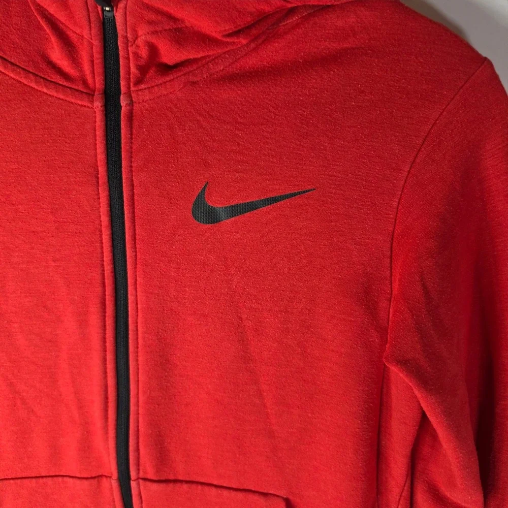 Nike Dri-FIT Mens Large Red Full-Zip Hoodie Sweatshirt Jacket Space-Dye Gray